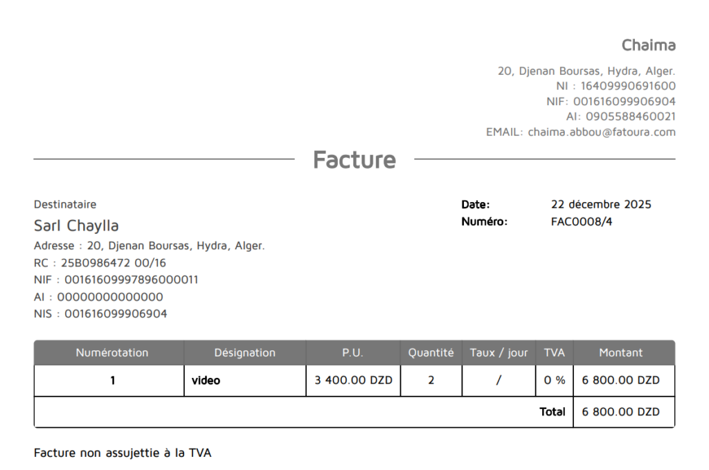 facture auto-entrepreneur
