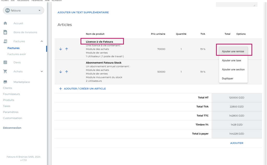 réductions commerciales
