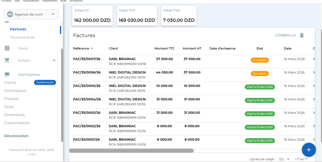 dashboard fatoura