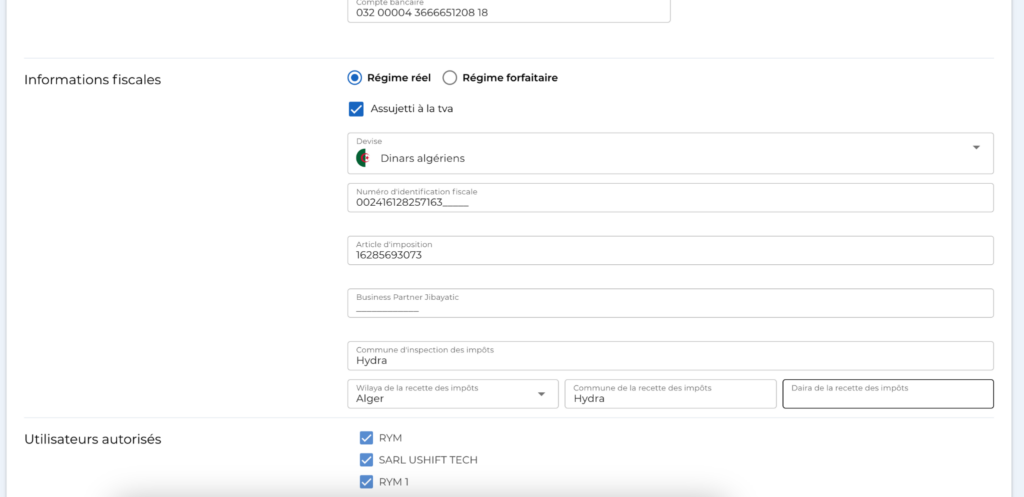 screenshot: choix du régime
