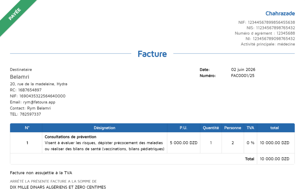 model de facture proforma Fatoura